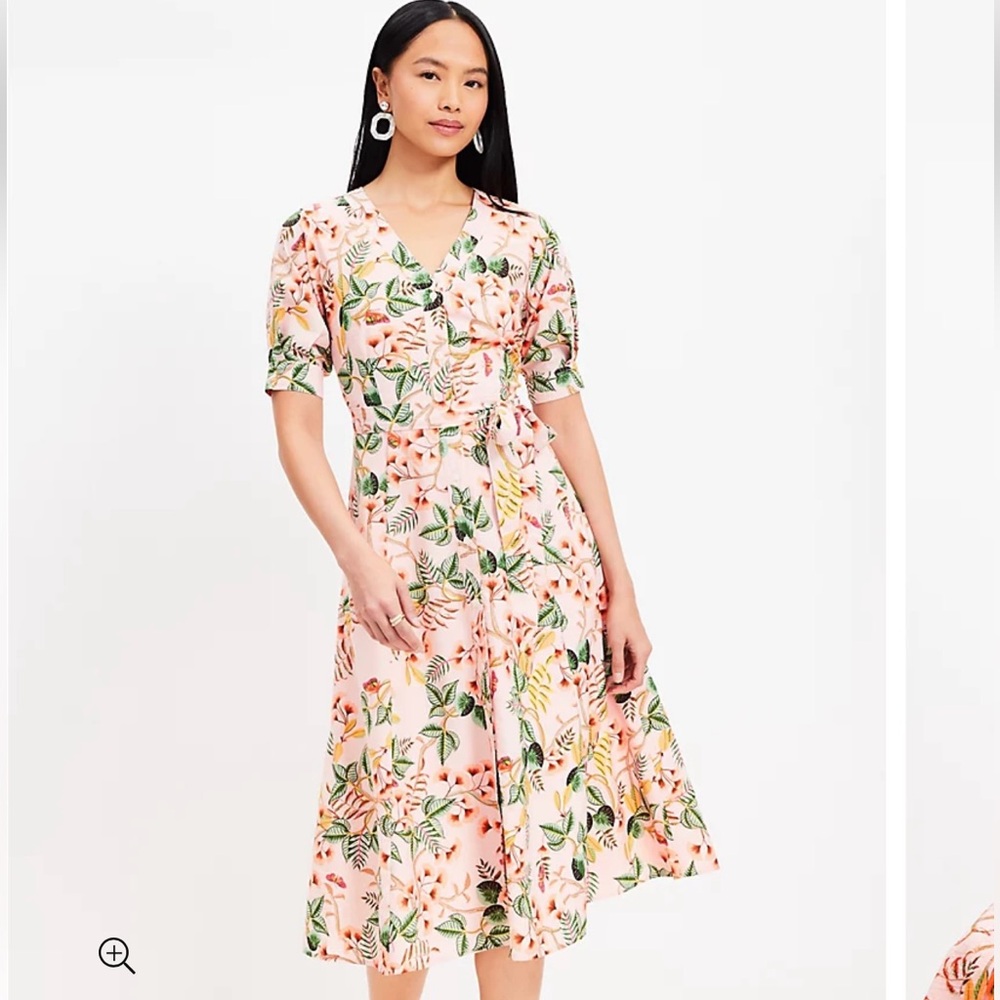 LOFT Leafed Dobby Striped shirtdress NWT